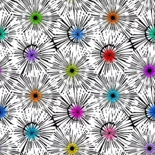 Colourful by Jason Yenter for In The Beginning Fabrics: Bloom - Black and White (2COL-1)