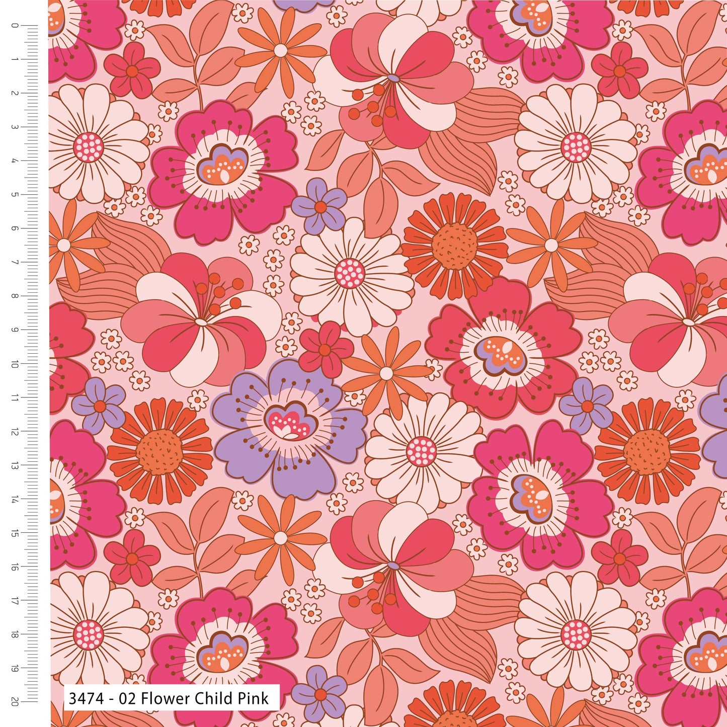 Flower Child Viscose by The Crafty Pie: Pink (3474-02)