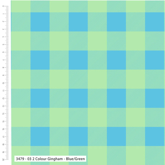 Two Colour Gingham Viscose by The Crafty Pie: Blue/Green (3479-03)
