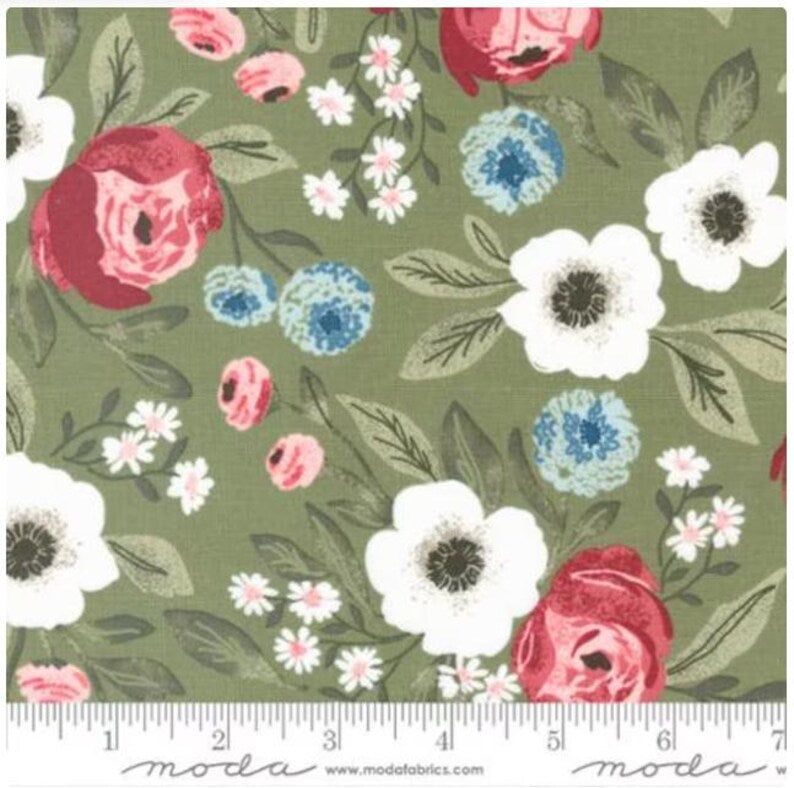 Lovestruck by Lella Boutique for Moda Fabrics: Gardensweet Florals - Fern (5190-17)