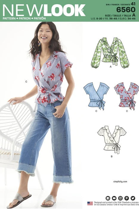 New Look Sewing Pattern 6560: Women's Wrap Tops