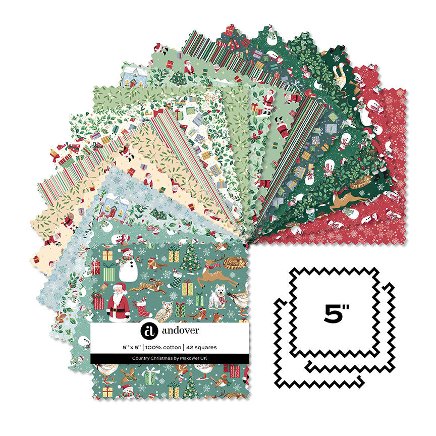 Country Christmas by Makower: 5" Squares