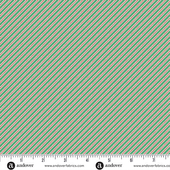 The Nutcracker by Makower: Candy Cane Stripe - Green