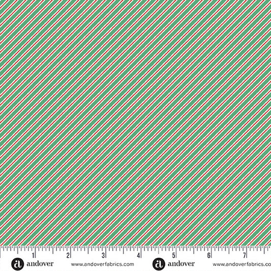 The Nutcracker by Makower: Candy Cane Stripe - Green