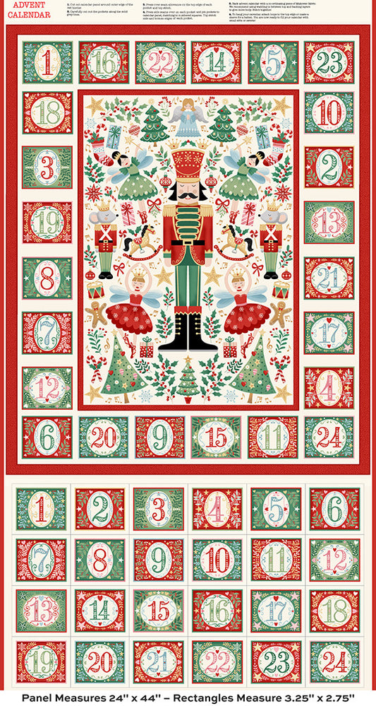 The Nutcracker by Makower: Advent Panel - Cream
