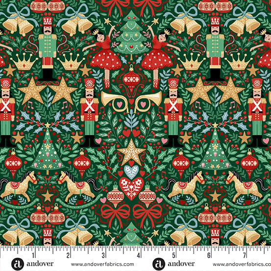 The Nutcracker by Makower: Sugar Plum - Green