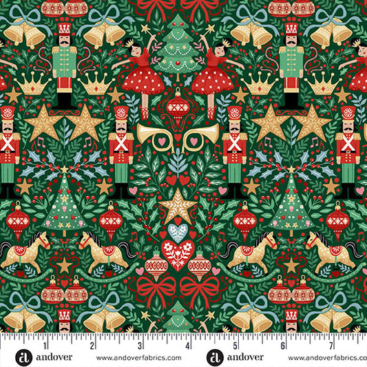The Nutcracker by Makower: Sugar Plum - Green
