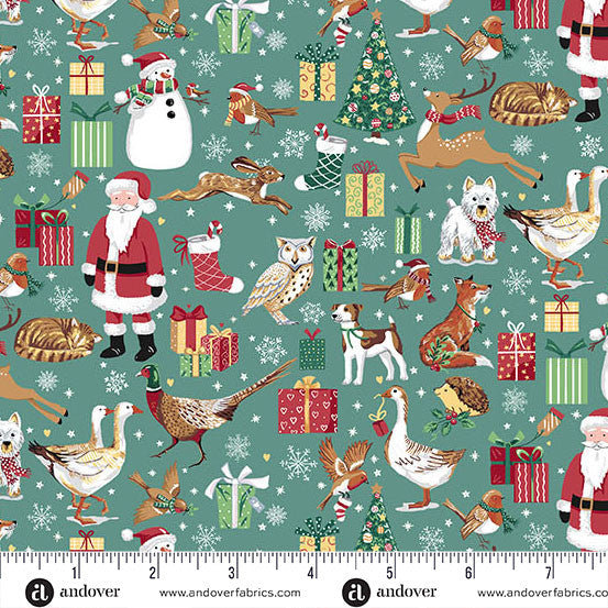 Country Christmas by Makower: Friends - Teal