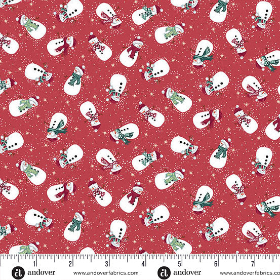 Country Christmas by Makower: Snowmen - Red