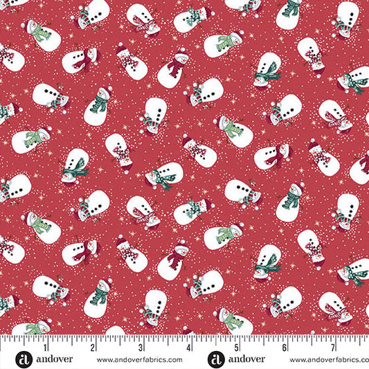 Country Christmas by Makower: Snowmen - Red