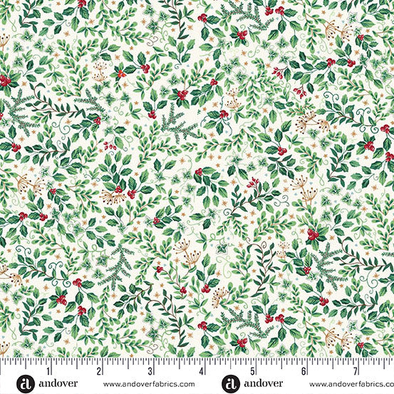 Country Christmas by Makower: Evergreen - Cream
