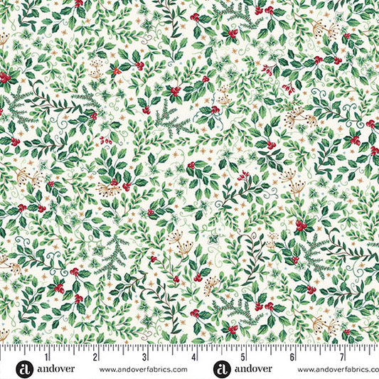 Country Christmas by Makower: Evergreen - Cream