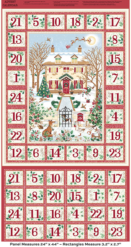 Country Christmas by Makower: Advent Panel - Red