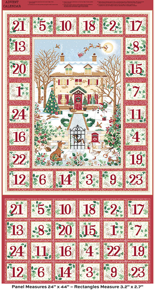 Country Christmas by Makower: Advent Panel - Red