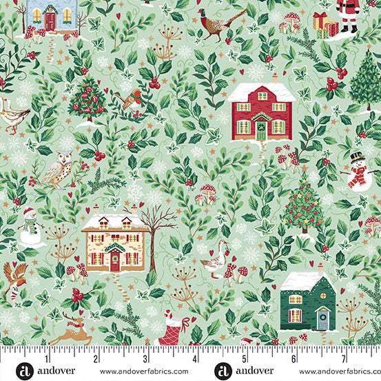 Country Christmas by Makower: Cottages - Green