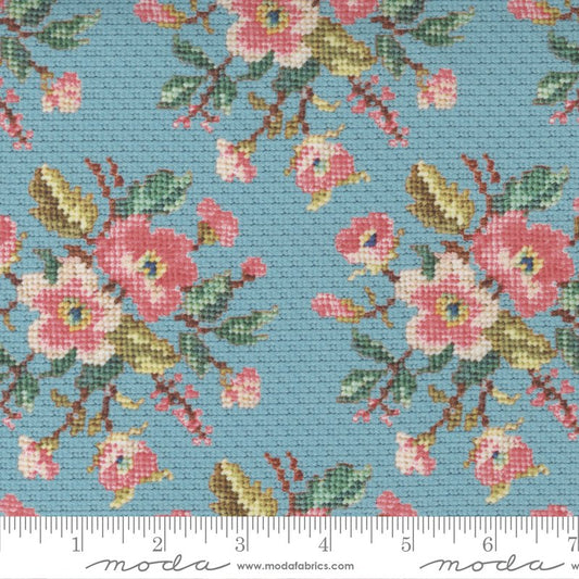 Leather & Lace and Amazing Grace by Cathe Holden for Moda Fabrics: Needlepoint - Light Blue (7402-16)