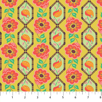 Kindred Sketches by Kathy Doughty for Figo Fabrics: Pineapple (90528-52)