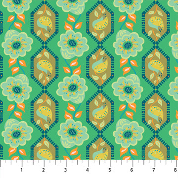 Kindred Sketches by Kathy Doughty for Figo Fabrics: Jade (90528-60)