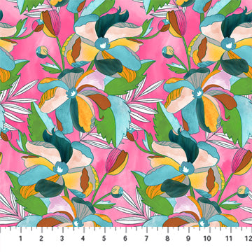 Dreamscape by Josephine Kimberling for Figo Fabrics: Floral Dream - Pink Multi (90561-21)