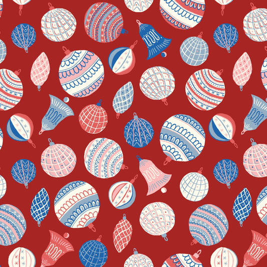 The Merry and Bright Collection by Liberty Fabrics: Bauble Bonanza - Red (929A)