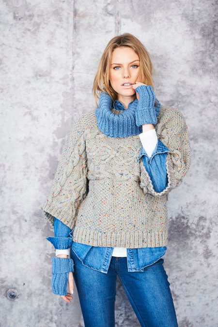 Sweater, Cowl and Wrist Warmers in Stylecraft Special Aran with Wool 9663 (printed pattern)