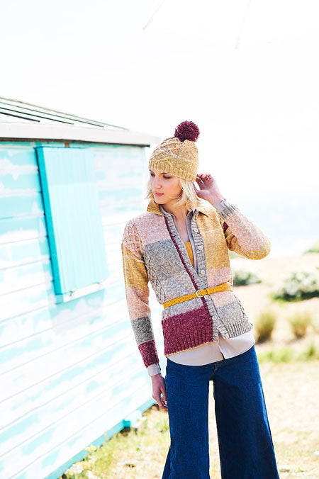 Cardigan, Hat and Wrist Warmers in Stylecraft Batik Swirl 9672