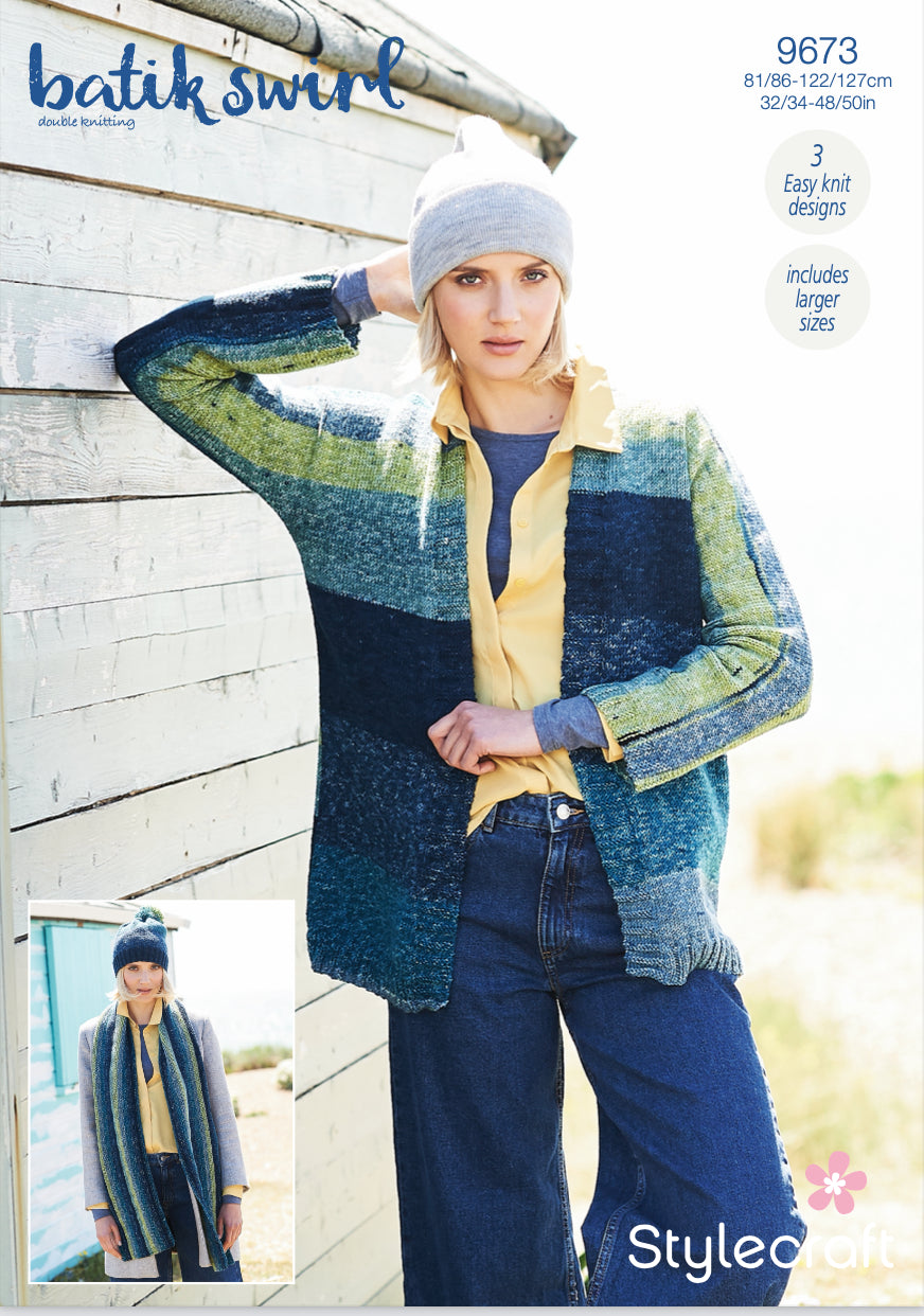 Jacket, Scarf and Hat in Stylecraft Batik Swirl (9673)