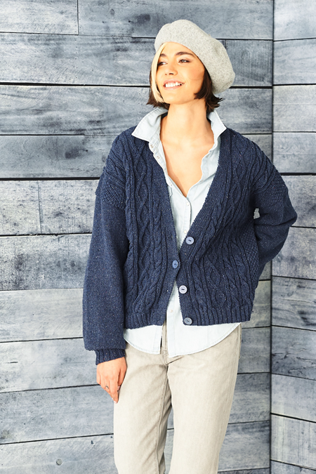 Round and V-Neck Cardigans in Stylecraft ReCreate 9856 (printed pattern)