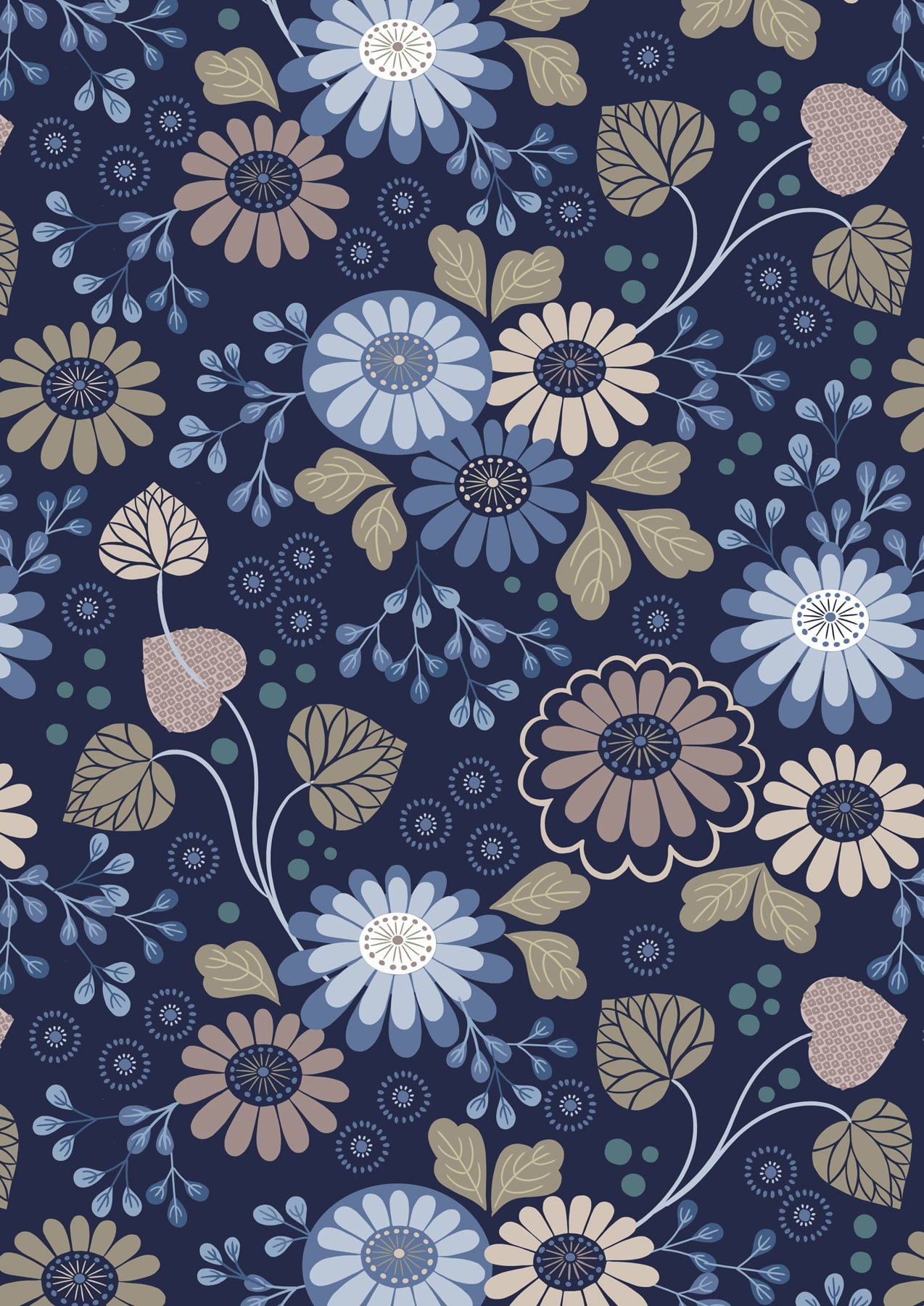 Shinrin Yoku by Lewis and Irene: Floral on Indigo (A639.2)