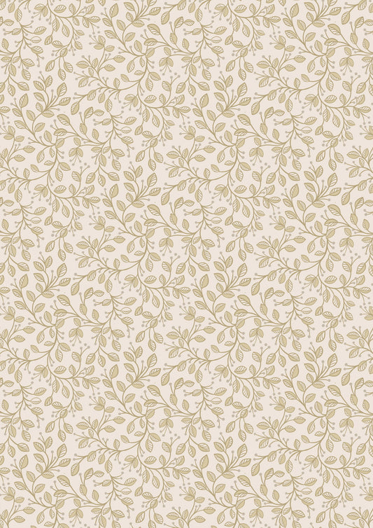 Honey Bee by Lewis and Irene: Leaves on Dark Cream (A651.1)