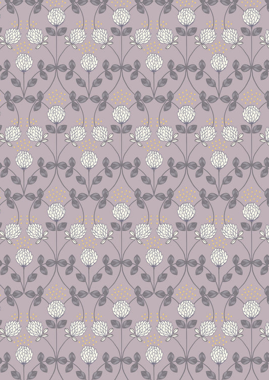 Honey Bee by Lewis and Irene: Clover on Warm Lavender with Gold Metallic (A653.2)