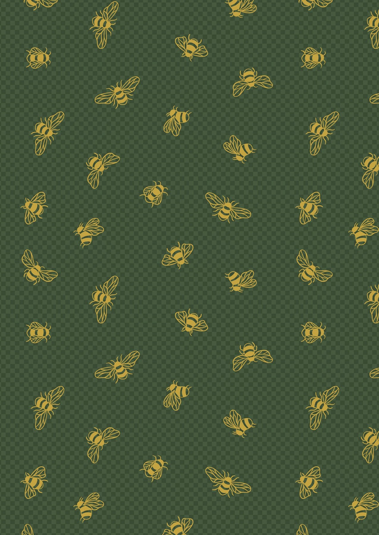 Honey Bee by Lewis and Irene: Metallic Gold Bees on British Green (A654.2)