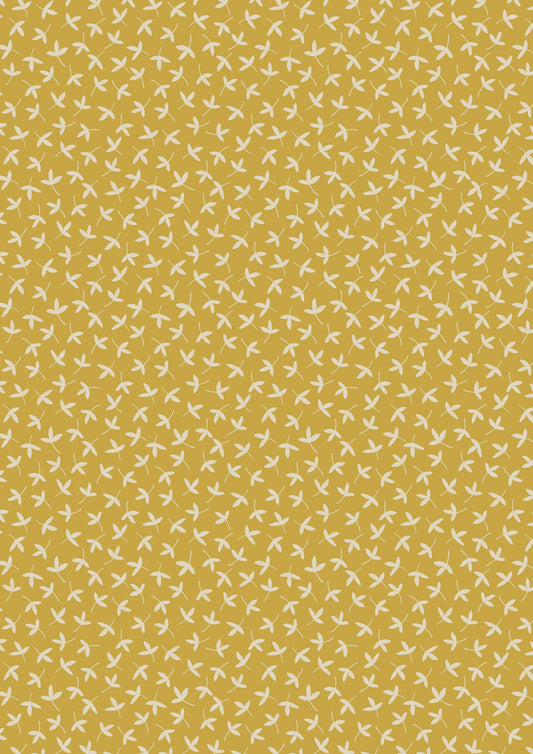 Majolica by Jo Rose for Lewis & Irene: Ditzy Petal on Mustard (A662.2)