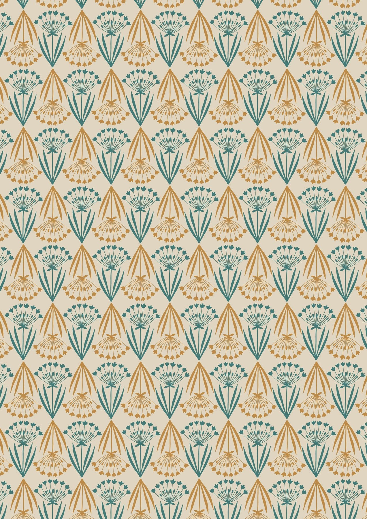 Majolica by Jo Rose for Lewis & Irene: Floral Stems on Dark Cream (A664.1)