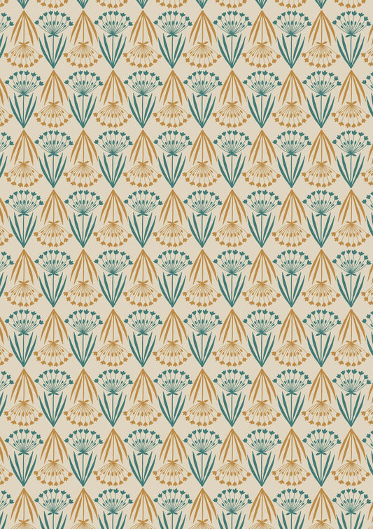 Majolica by Jo Rose for Lewis & Irene: Floral Stems on Dark Cream (A664.1)