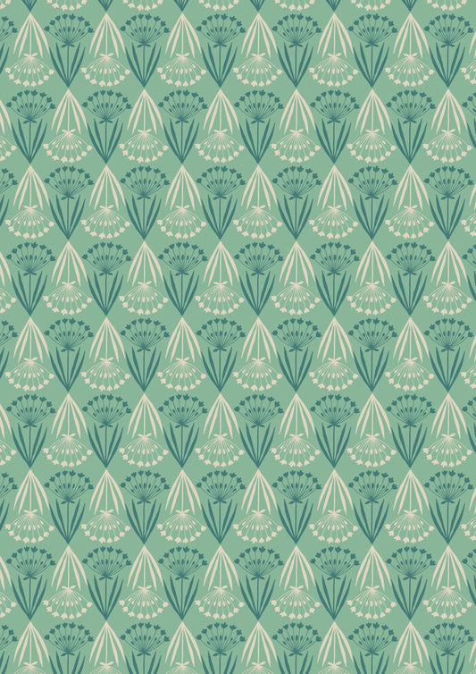 Majolica by Jo Rose for Lewis & Irene: Floral Stems on Minty Green (A664.2)