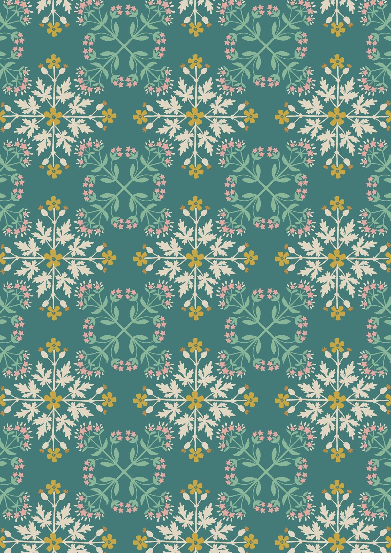 Majolica by Jo Rose for Lewis & Irene: Floral Tile on Green (A665.2)