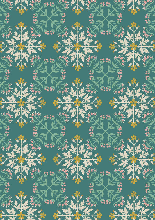 Majolica by Jo Rose for Lewis & Irene: Floral Tile on Green (A665.2)