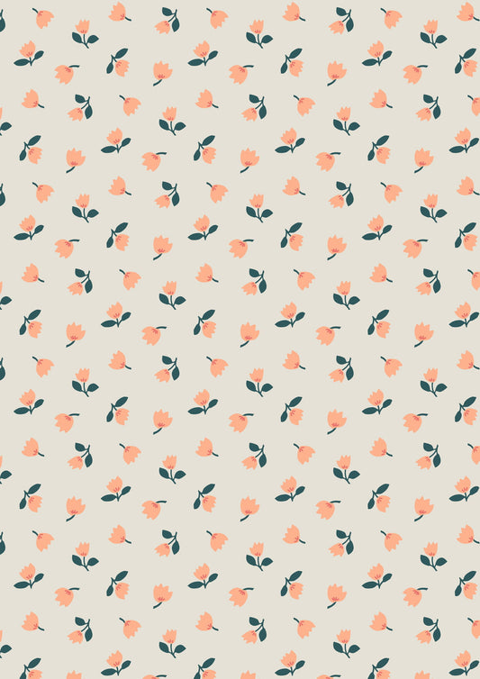 Folk Floral by Jo Rose for Lewis & Irene: Little Flowers on Cream (A667.1)