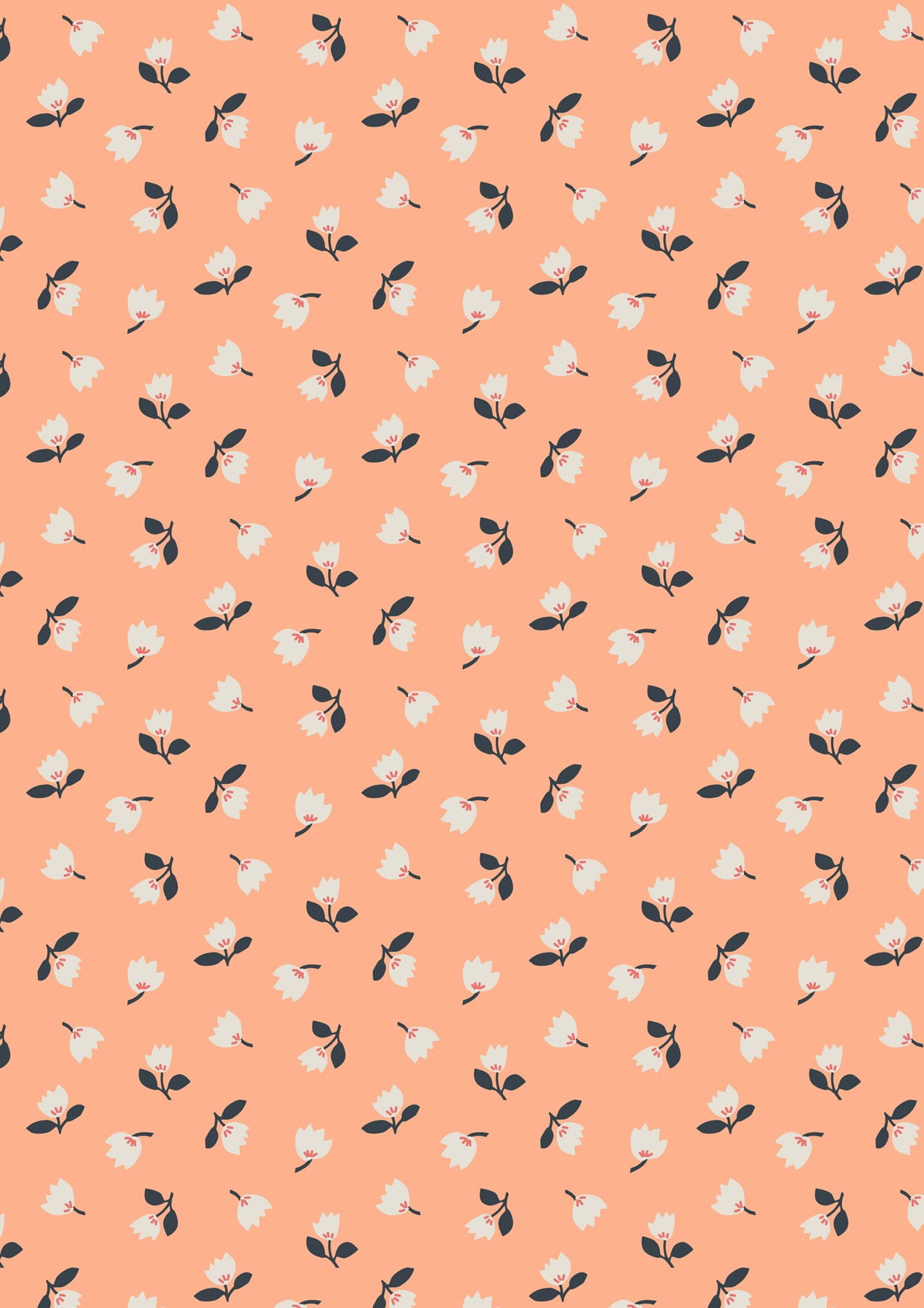 Folk Floral by Jo Rose for Lewis & Irene: Little Flowers on Peach (A667.2)