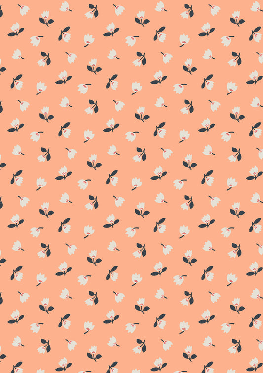 Folk Floral by Jo Rose for Lewis & Irene: Little Flowers on Peach (A667.2)