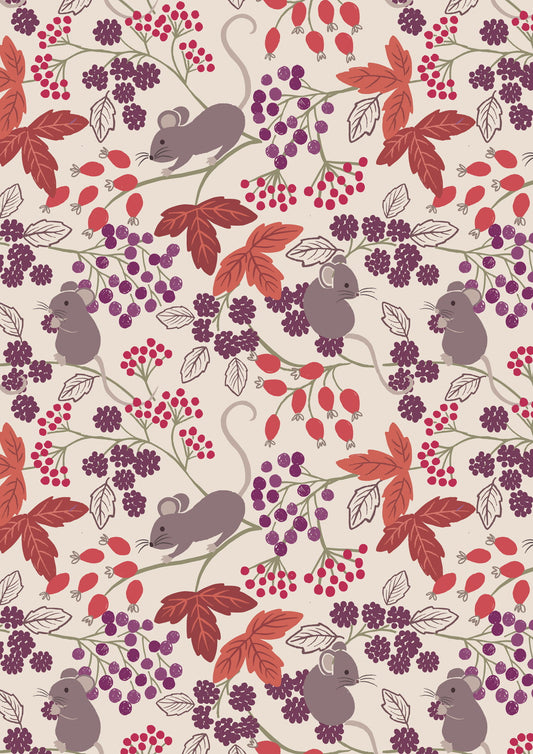 Autumn Fields Reloved by Lewis & Irene: Mice with Berries on Cream (A676.1)