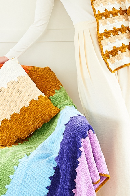 Crochet Blankets and Cushion in Stylecraft Squeeze Me DK 10079
