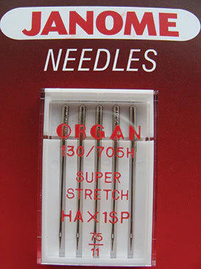Janome Ballpoint/Super Stretch Sewing Machine Needles 75/11 (HA 15X1SP)