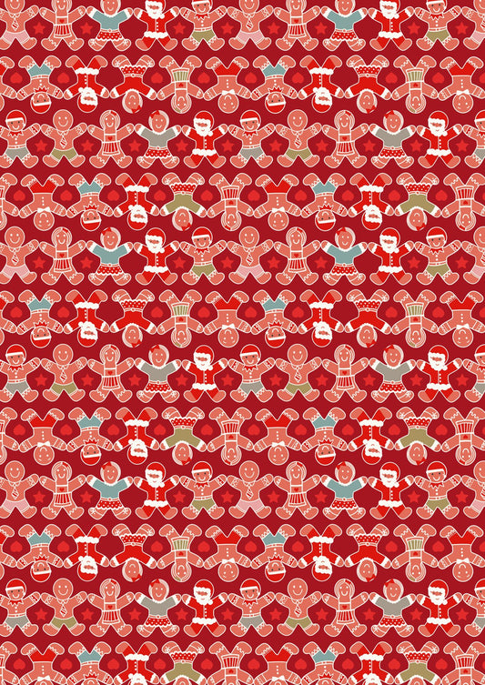 Gingerbread Season by Lewis & Irene: Gingerbread People on Red (C87.3)