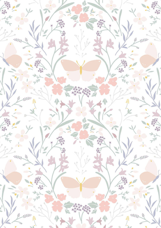 Heart of Summer by Cassandra Connolly for Lewis & Irene: Floral Gathering on White (CC1.1)