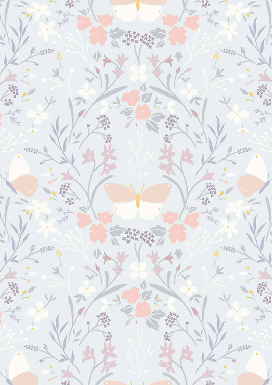 Heart of Summer by Cassandra Connolly for Lewis & Irene: Floral Gathering on Duck Egg Blue (CC1.2)