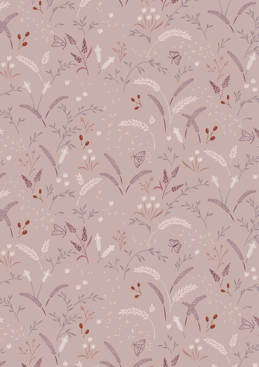 Meadowside by Cassandra Connolly for Lewis and Irene: Grassfield Gathering on Light Purple Taupe (CC8.2)