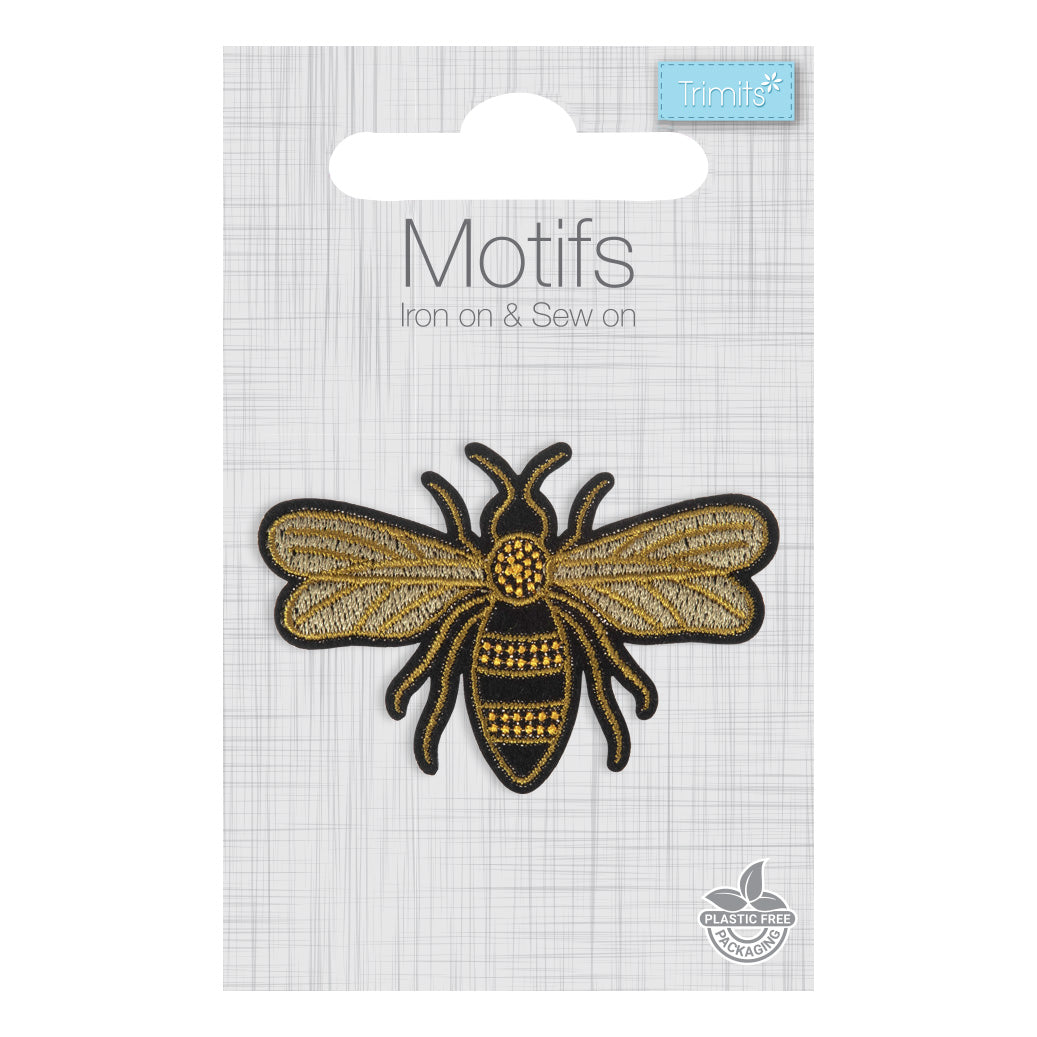 Trimits Metallic Bee Iron-on/Sew-on Motif
