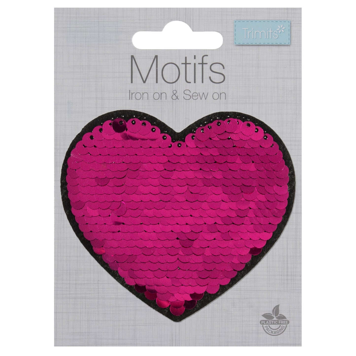 Trimits Pink Heart Iron-on/Sew-on Flip Sequin Motif